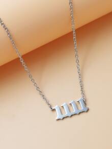 數字吊墜項鏈 - 銀色 - 查看 2