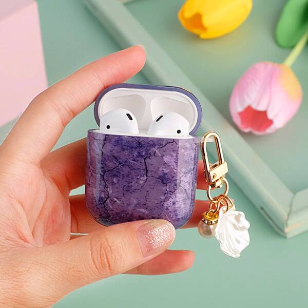

Crack Print Case For Airpods With Shell Pendant, Purple