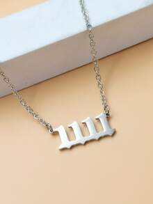 數字吊墜項鏈 - 銀色 - 查看 3