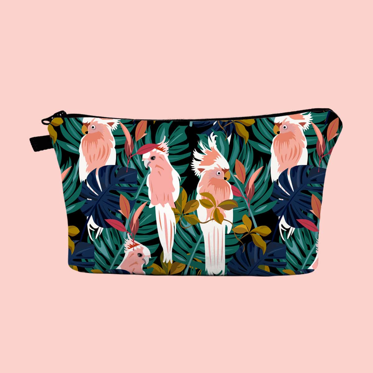 

Leave & Parrot Print Makeup Bag, Multicolor
