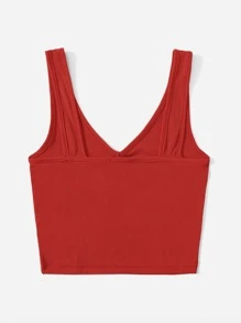 SHEIN Unity Solid Rib Knit Tank Top - Red - View 2