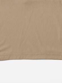 Franclia V Neck Rib-Knit Crop Tank Top, Suitable For Summer - Khaki - View 5