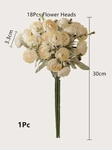 1 haz flor artificial con 18 piezas cabeza - Beis - Ver 2