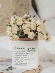 1 haz flor artificial con 18 piezas cabeza - Beis - Ver 3