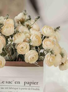 1 haz flor artificial con 18 piezas cabeza - Beis - Ver 4