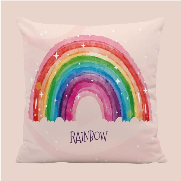 

Kids Rainbow Pattern Cushion Cover Without Filler, Multicolor
