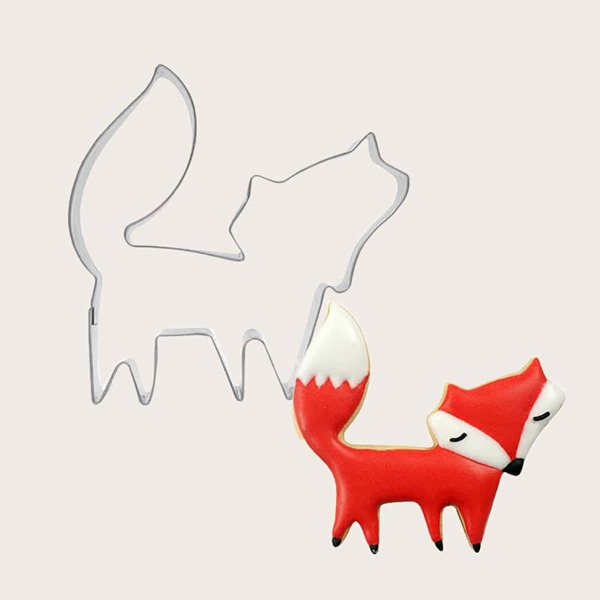 

1pc Fox Shaped Biscuit Mold, Silver