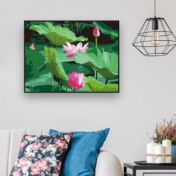 

Lotus Print Diamond Painting Without Frame, Multicolor