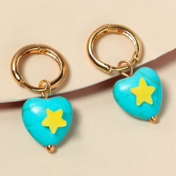 

Heart Turquoise Drop Earrings, Green