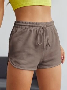 SHEIN EZwear Shorts delfín unicolor - Marrón Mocha - Ver 4