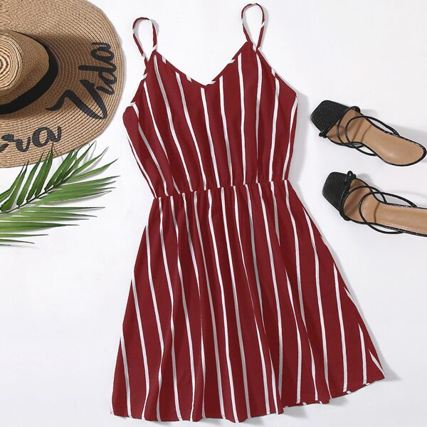 

Striped Cami Dress, Red