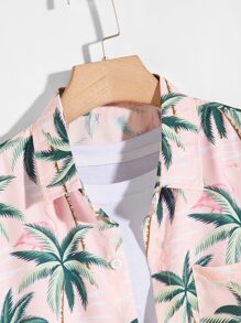Manfinity RSRT Men Flamingo & Tree Print Hawaiian Shirt
