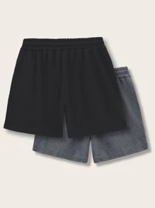 Manfinity Hypemode Quần short thể thao họa tiết chữ 2 gói cho nam - màu đen - Xem 2