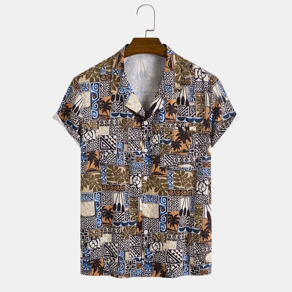 

Men Geo & Tropical Print Shirt, Multicolor
