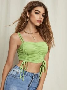SHEIN MOD Knot Detail Double Straps Cami Top - Lime Green - View 5