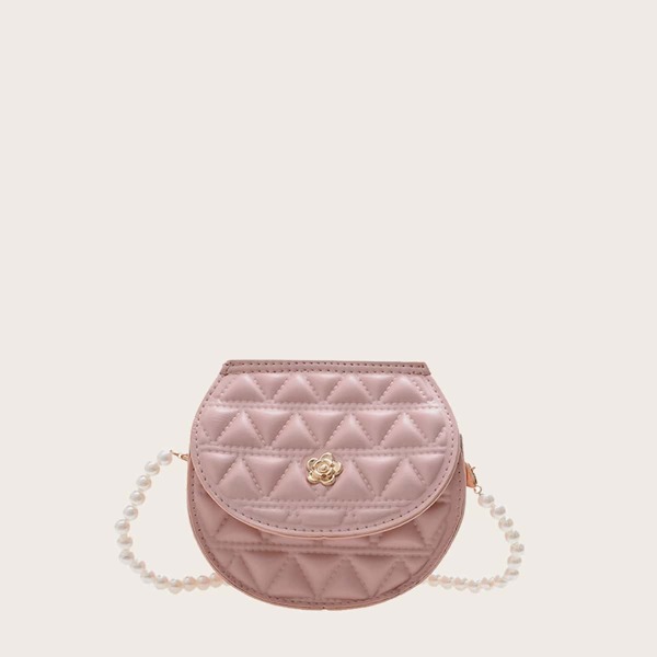 

Mini Quilted Saddle Bag, Pink