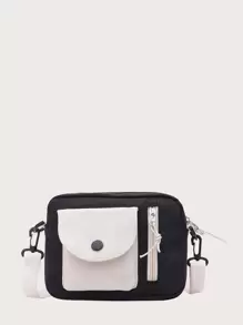 Túi đeo chéo mini hai tông màu phía trước Túi đi học dành cho sinh viên mới tốt nghiệp, cô gái tuổi teen, sinh viên năm nhất, sinh viên năm hai, trung học cơ sở và trung học phổ thông, đại học và trung học phổ thông, hoàn hảo cho hoạt động ngoài trời, du lịch và quay lại trường học - màu đen - Xem 1