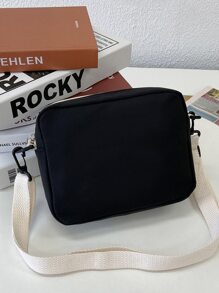 Túi đeo chéo mini hai tông màu phía trước Túi đi học dành cho sinh viên mới tốt nghiệp, cô gái tuổi teen, sinh viên năm nhất, sinh viên năm hai, trung học cơ sở và trung học phổ thông, đại học và trung học phổ thông, hoàn hảo cho hoạt động ngoài trời, du lịch và quay lại trường học - màu đen - Xem 2