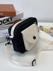 Túi đeo chéo mini hai tông màu phía trước Túi đi học dành cho sinh viên mới tốt nghiệp, cô gái tuổi teen, sinh viên năm nhất, sinh viên năm hai, trung học cơ sở và trung học phổ thông, đại học và trung học phổ thông, hoàn hảo cho hoạt động ngoài trời, du lịch và quay lại trường học - màu đen - Xem 5