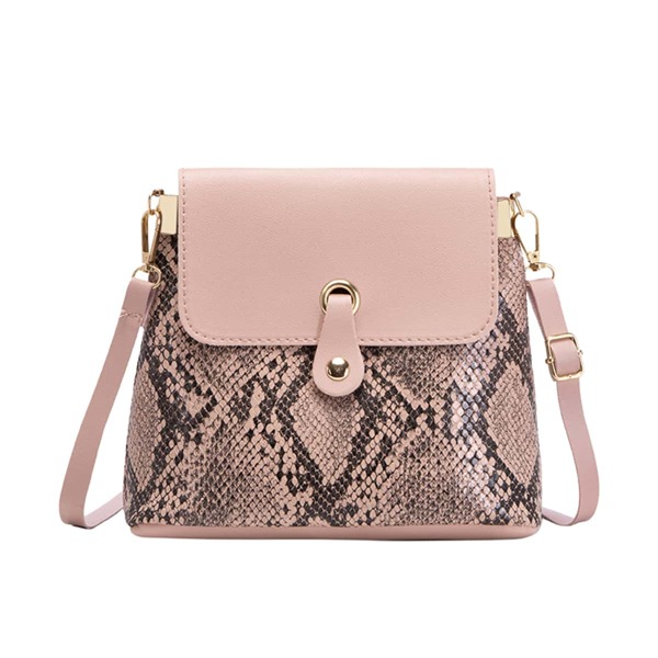 

Snakeskin Flap Crossbody Bag, Pink