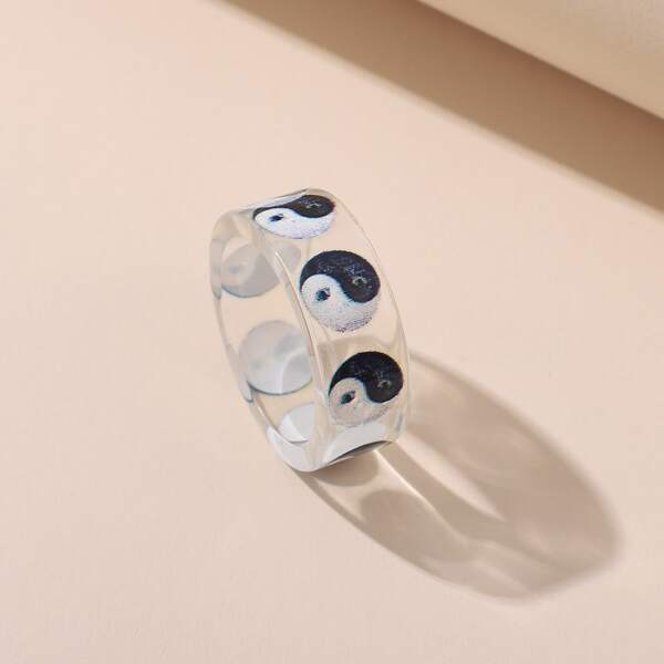 

Yin & Yang Pattern Ring, Black and white