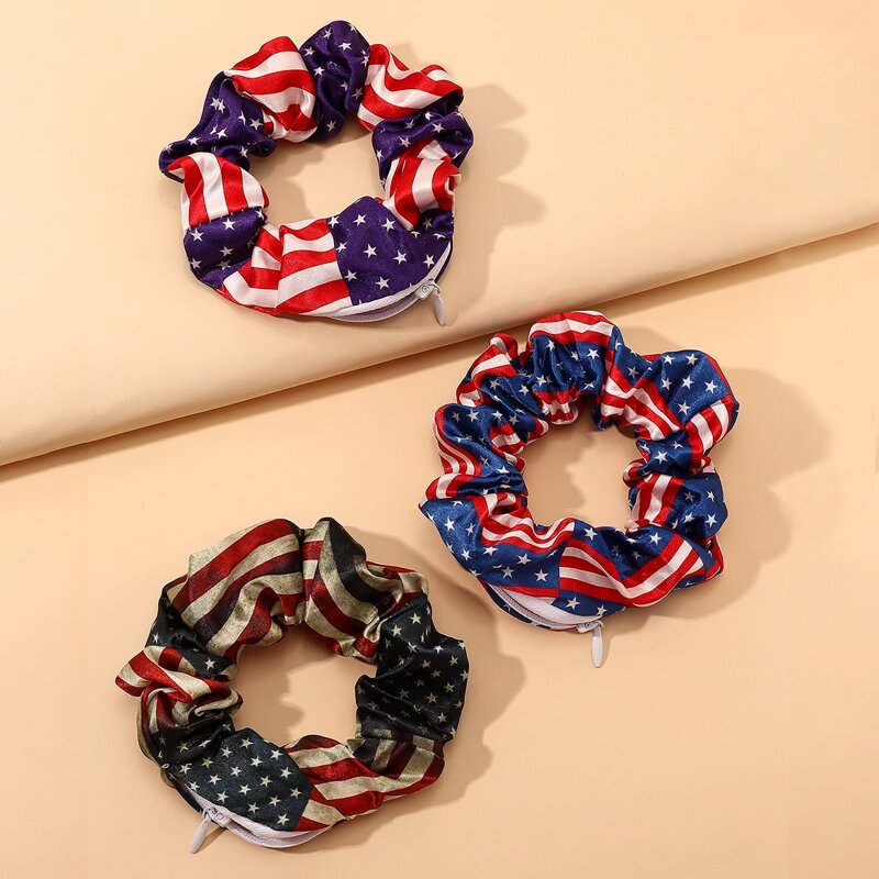

3pcs Flag Print Scrunchie, Multicolor