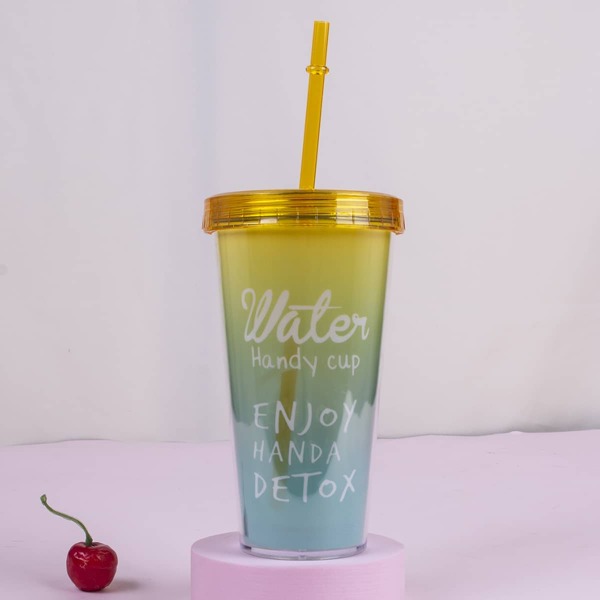 

1pc Slogan Graphic Tumbler, Multicolor