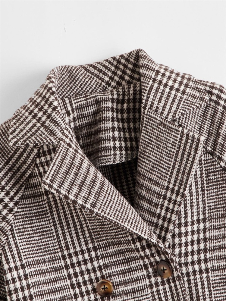 Toddler Girls Houndstooth Raglan Sleeve Wool-Mix Coat - Multicolor - View 3