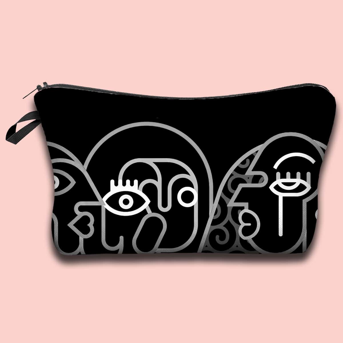 

Abstract Face Pattern Makeup Bag, Black