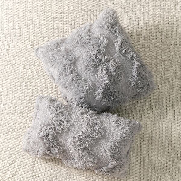 

1pc Plush Cushion Cover Without Filler, Grey