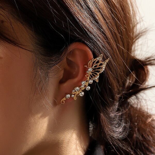 

1pc Butterfly Decor Earring, Gold