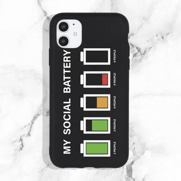 

Battery Print Phone Case, Black