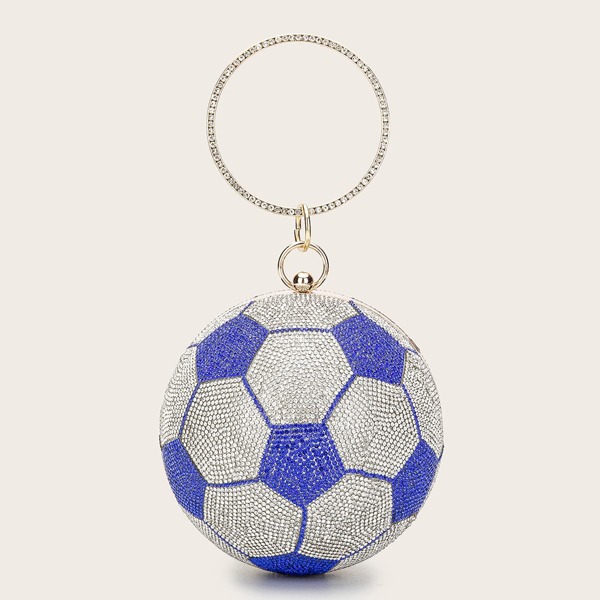 

Rhinestone Decor Soccer Design Clutch Bag, Blue