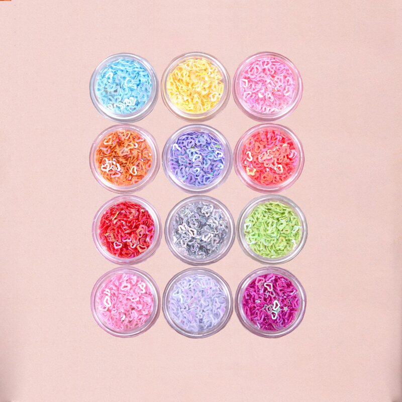 

12pcs Heart Shaped Nail Art Decoration, Multicolor