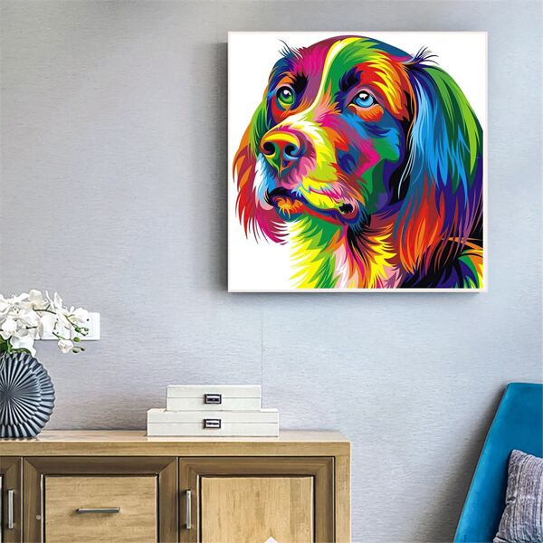 

Dog Print DIY Diamond Unframed Painting, Multicolor