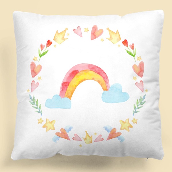 

Rainbow Print Kids Cushion Cover Without Filler, Multicolor