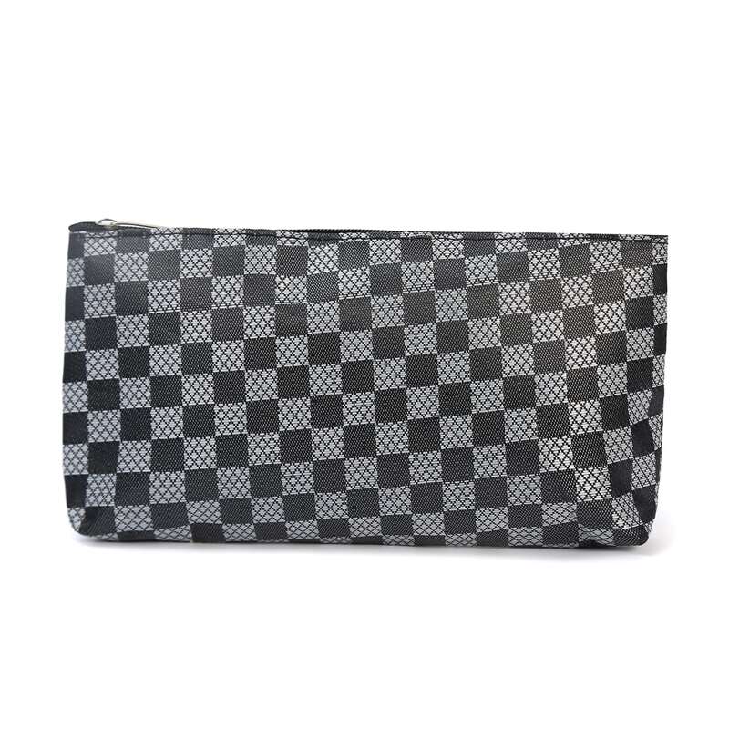

Checkered Makeup Bag, Grey