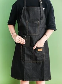 1pc Denim Effect Apron - Black - View 11