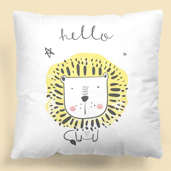 

Lion Print Kids Cushion Cover Without Filler, Multicolor
