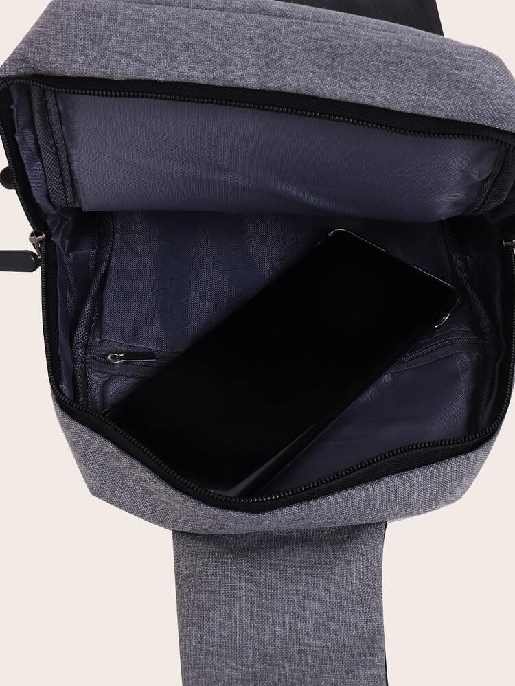 Men Color Block Sling Bag - Grey - View 5