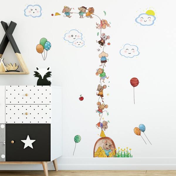 

Kids Cartoon Mouse Print Wall Sticker, Multicolor