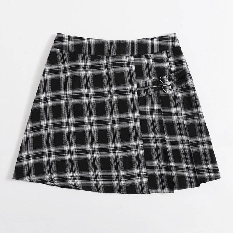 

Plaid Pleated Skirt, Black