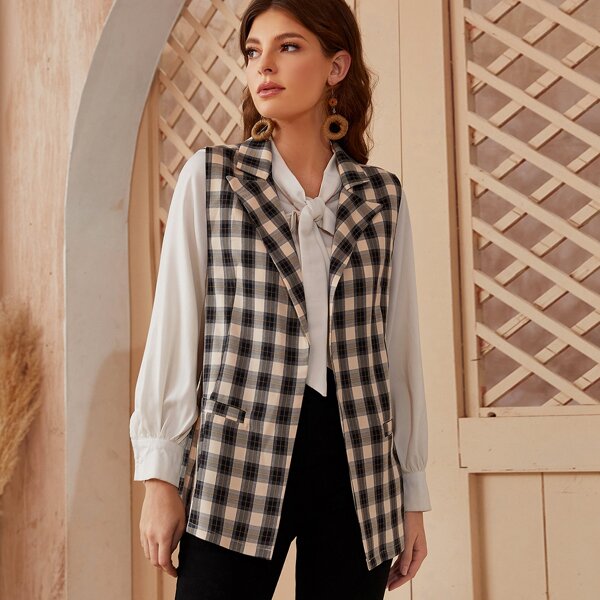 

Plaid Blazer Vest, Multicolor