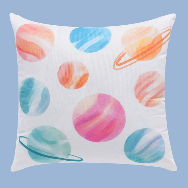 

Kids Planet Print Cushion Cover Without Filler, White