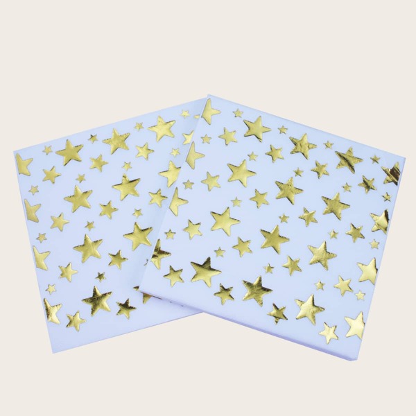 

20pcs Star Print Paper Napkin, Multicolor