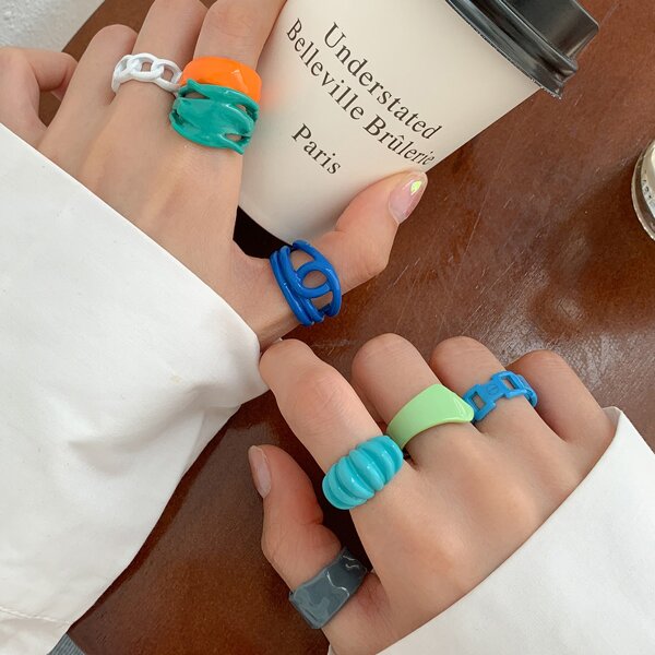 

8pcs Hollow Out Ring, Multicolor