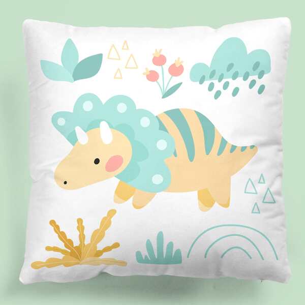 

Dinosaur Print Kids Cushion Cover Without Filler, Multicolor