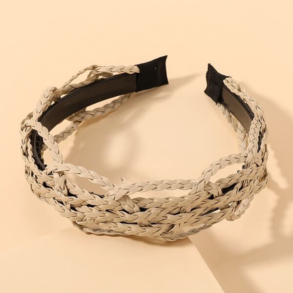 

Braided Wide Headband, Beige
