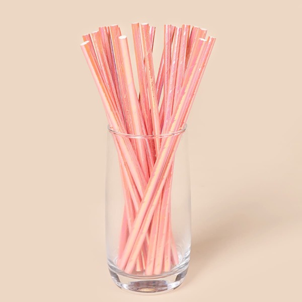 

25pcs Plain Disposable Straw, Pink