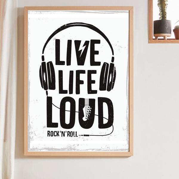 

Slogan Graphic Wall Painting Without Frame, White
